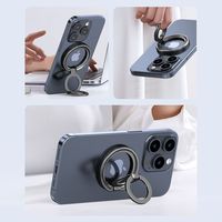 Support de téléphone pliable en métal à double anneau avec aimants N52 intégrés en alliage de zinc à rotation libre à 360 degrés