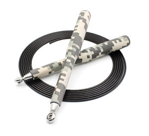 Cross fitness profesional colorido recubierto de alambre de acero ajustable camuflaje aluminio mango largo saltar cuerda - Product Image 2
