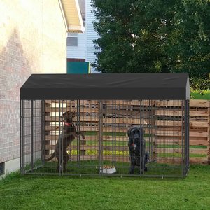 Outdoor Puppy Inside <span class=keywords><strong>Play</strong></span> <span class=keywords><strong>Pen</strong></span> Panels picks Waterproof UV Protection Roof Pet Black High Metal Large Heavy Duty Dog Kennel Cage - Product Image 5