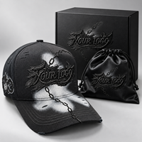 Casquette de style urbain en patchwork appliqué et vieilli, en satin, brodée en 3D, 5 panneaux, forme A, avec logo personnalisé, vente en gros, usine