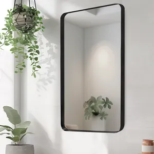 Espelho retangular de alumínio para banheiro, espelho de parede com moldura personalizada, espelho decorativo para parede