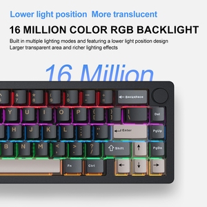 Ba-chế độ không dây RGB hợp kim nhôm bàn phím cơ khí tùy chỉnh đầy đủ Key Hot cắm 65 Key trò chơi đa phương tiện bàn phím - Product Image 6