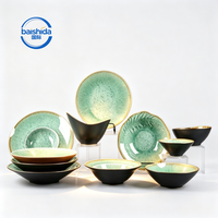 Ensemble de bols et assiettes en céramique zen asiatique créatif, personnalisable, écologique, non toxique, durable, minimaliste, compatible micro-ondes, vaisselle pour la maison