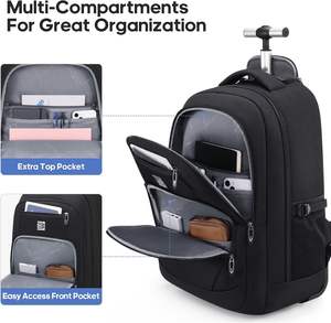 Sac à dos de voyage pour ordinateur portable avec roulettes, échantillon gratuit, pour hommes et femmes, sac à dos à roulettes pour les voyages d'affaires - Product Image 2