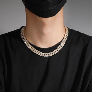 Uwin Nuevo Estilo Cadena Cubana de 12mm con Circonitas, Chapado en Oro, Conjunto de Joyería de Pulsera y Collar, Dos Tonos, Tres Tonos, Joyería Hip Hop - Product Image 6