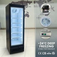 Congélateur vitrine verticale à porte vitrée, mécanique, pour sections surgelées de minimarchés, -22°C, étagères réglables, usage commercial