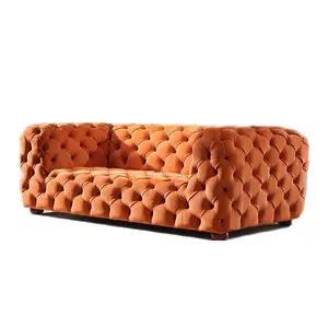 Современный элегантный роскошный раздавленный итальянский современный стиль кожаный диван Честерфилд