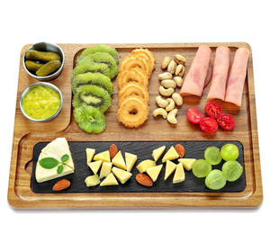 Planche à découper et assiettes de service à steak en bois et <span class=keywords><strong>ardoise</strong></span> uniques de qualité supérieure pour viande, fromage, apéritifs - Product Image 1
