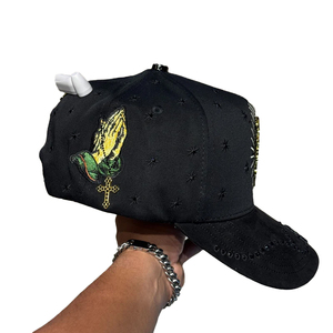 Casquette San Judas Tadeo de style nouveau et luxueux, broderie 3D, croix en métal, strass, patch en métal, logo personnalisé, casquette en daim religieuse Tadeo - Product Image 2