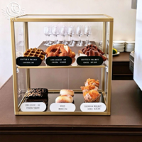 Vitrine à desserts en acrylique transparent à trois niveaux, cadre en métal noir, haute qualité, facile à nettoyer, durable, robuste