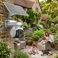 Caméra CCTV solaire 4G avec carte SIM, grand angle, détection de mouvement, vision nocturne, haut-parleur intégré, batterie 10400mAh, double éclairage 6 lampes