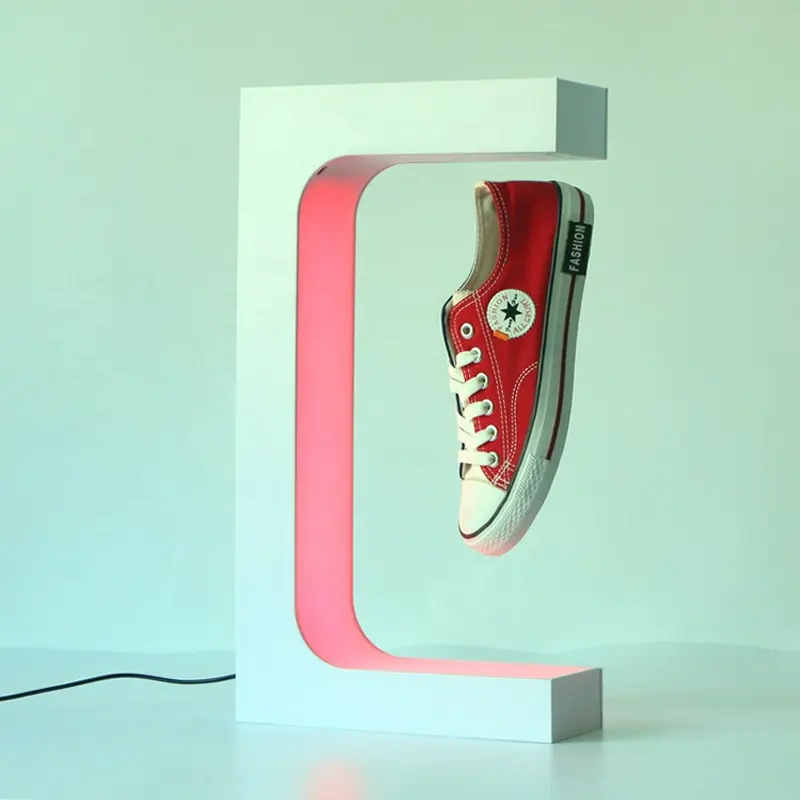 अस्थायी जूता प्रदर्शन चुंबकीय उड़ती विज्ञापन प्रदर्शनी के लिए स्नीकर स्टैंड धारक रोटेशन दुकान