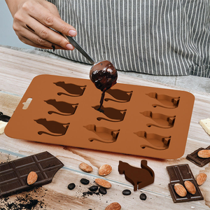 Tùy Chỉnh Chất Lượng Cao Phim Hoạt Hình Mèo Hình Dạng <span class=keywords><strong>Silicone</strong></span> Khay Thân Thiện Với Môi Cá Nhân Kem Khuôn Cho Nhà Bếp Nấu Ăn Công Cụ - Product Image 2