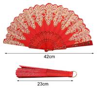 Abanico Plegable de Plástico Hecho a Mano de 23 cm con Diseño Floral, Marca Modelo para Decoración de Bodas, Recuerdo y Regalo