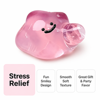 Jouet anti-stress Smiley en TPR souple, balle à presser translucide rose, jouets sensoriels mignons pour adultes