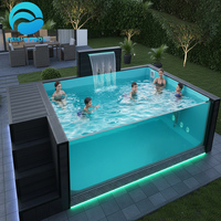 Piscine Modulaire Encastrée en Fibre de Verre de Grande Taille 40x20 pieds, Jacuzzi Personnalisé avec Jets Thérapeutiques, pour Complexes de Loisirs Élégants