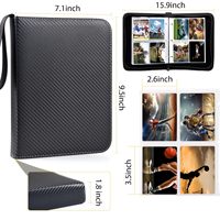Binder Kartu Kulit PU 4 Kantong dengan Resleting, Album Kartu Bisnis Kapasitas 400 untuk Kartu TCG dan Kartu Olahraga Grosir