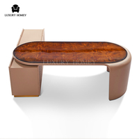 Ensemble de mobilier de bureau de direction moderne et luxueux pour la maison, comprenant un bureau en bois, une chaise en cuir véritable et un meuble de rangement matelassé, idéal pour les villas commerciales.