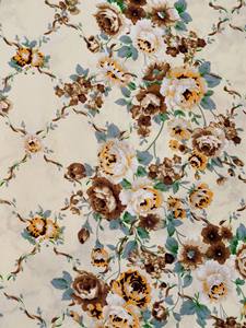 Tela cepillada epistolar floral retro de base beige. Ventas directas del fabricante. Transpirable y resistente al desgaste - Product Image 6