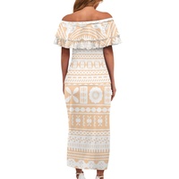 Robes de demoiselles d'honneur à épaules dénudées de style tribal polynésien, ensemble deux pièces personnalisé hawaïen, vêtements pour femmes, robe vintage à manches à volants