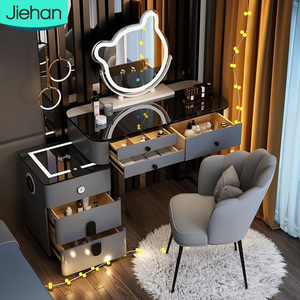 Prix Usine <span class=keywords><strong>Commode</strong></span> Guangdong avec Chaise Coiffeuse de Chambre avec Tiroirs Table de Maquillage Noire Ensemble Coiffeuse à Vendre - Product Image 1