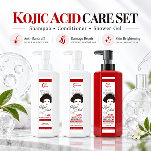 Manufacturer Wholesale The 3-In-1 Body Care Product Skin Cleansing Exfoliation Kojic Acid Bath Set Shampoo And Body Wash Set - Product Image 1