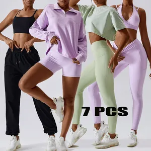 YIYI 7pcs Multi Colors Trainings anzüge für Frauen Quick Dry Workout Athletic Sets Hochwertige Fitness-Fitness-Sets mit langen Ärmeln