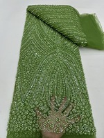 NI.AI Tissu de mariée perlé de luxe Dentelle violette lourde perlée brodée avec paillettes pour robe de soirée de mariage nuptiale
