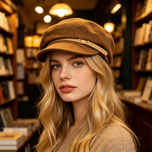 Nouvelle collection automne/hiver : Casquette plate en jean pour femme avec ceinture, visière bec de canard – Béret tendance style rétro japonais et britannique - Product Image 4