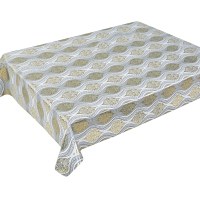 Nappe de table en PVC à motif damassé doré de luxe, imprimé floral médaillon vintage, imperméable et anti-taches, en plastique