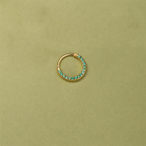 Natural Green Chalcedony Zircon Stone S925 Sterling Silver <b>Daith</b> <b>Hoop</b> Earrings for Women - Product Image 4