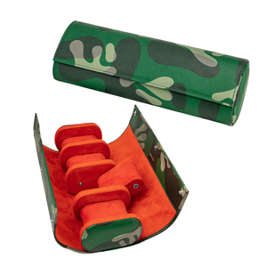 Boîte de rangement portable haut de gamme en cuir PU camouflage pour 4 montres, étui de voyage de luxe pour quatre montres avec coussinets coulissants - Product Image 1