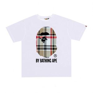 T-shirt da uomo trendy in cotone 100% ecologico, lavorata a maglia, con stampa lettering Bapees, versione 1:1 di alta qualità, collezione 2025 - Product Image 1