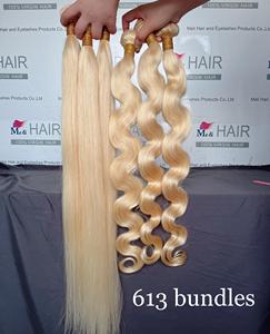 Lot de mèches de cheveux humains brésiliens blonds raides de 40 pouces avec frontal en dentelle, qualité 11A, cheveux vierges bruts 613, vente en gros - Product Image 5