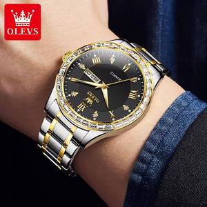 9906 Luxury Quartz Men's Diamond Wristwatch Male Waterproof Dual <b>Calendar</b> Original Brand Stainless Steel Watches for Men - Product Image 3