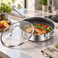 Poêle à frire à côtés droits en acier inoxydable composite 4 plis pour la restauration, la cuisine professionnelle et la cuisine domestique