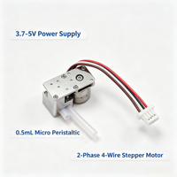 Minibomba peristáltica micro de metal, 0.5ml/min, bomba dosificadora de bajo flujo, motor paso a paso de 8mm, 2 fases, 4 cables, cabezal de rodillo de cobre, DC5V