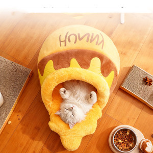 Cuccia per <span class=keywords><strong>Gatti</strong></span> a Forma <span class=keywords><strong>di</strong></span> Barattolo <span class=keywords><strong>di</strong></span> Miele, Letto Caldo Invernale per Animali Domestici, Lussuosa e Trendy Cuccia Cartoon per <span class=keywords><strong>Gatti</strong></span> da Interno - Product Image 4