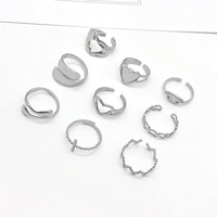 Anneaux ouverts originaux en acier inoxydable avec cœur doré pour femmes et filles, plaqué or et argent 18 carats, style Ins pour mariage