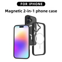 Coque de téléphone magnétique 2-en-1 pour iPhone 17, en TPU+PC, transparente givrée effet peau, anti-chute, protection intégrale I16 Pro