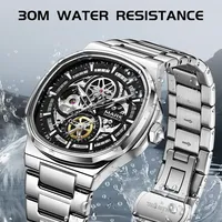 Montre mécanique automatique Mark Fairwhale 39MM, boîtier et bracelet en métal, mouvement squelette, fond transparent, étanche, lumineuse, DressFW-6043