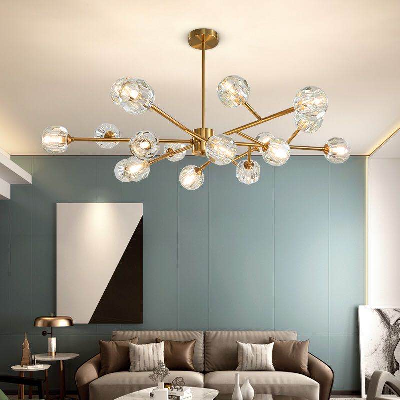 luxury simple atmosphere Nordic living room dining room bedroom crystal lamps lighting molecular light foldable chandelier