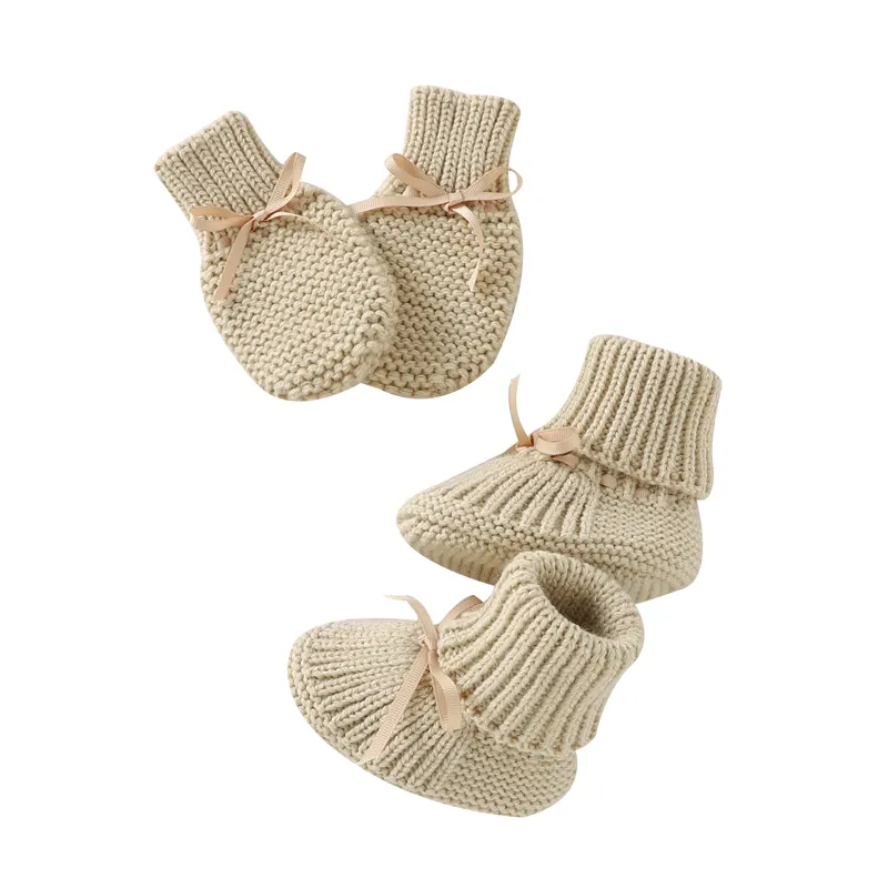 Mim ixiong Babys chuhe Handschuhe Sets Band Knoten gestrickt lässig 0-24 Monate Neugeborene Baby Fäustlinge Babys chuhe Socke