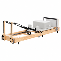 Reformer Pilates pliable en bois d’érable avec pieds réglables Machine de fitness professionnelle pour studio et maison