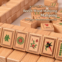 Kit de Mahjong en Bois de Hêtre Massif pour la Maison – Tuiles de Mahjong à Mélanger à la Main pour les Moments de Loisirs en Famille – Disponible en Stock
