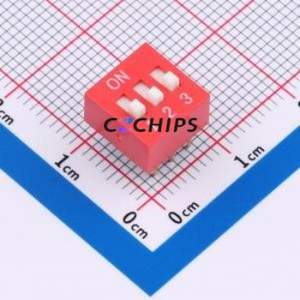 HX 2.54-3P CJPB-H DIP Switch DIP Switch Flat Toggle, Raised Type Single Pole Single Throw 3 PC Pin - Product Image 1