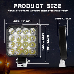 Lampe de travail <span class=keywords><strong>LED</strong></span> antichoc 12V 24V <span class=keywords><strong>pour</strong></span> tracteur, faisceau large 3,3 pouces, jaune/blanc, carrée, <span class=keywords><strong>pour</strong></span> camion, tout-terrain et bateau - Product Image 4