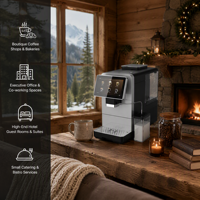 Cafetera Espresso Automática Directa de Fábrica, 19 Bares, con Espumador de Leche y Pantalla Digital, para Oficina y Uso Comercial