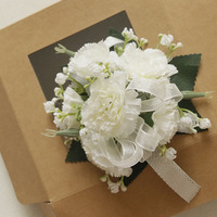 Oeillet blanc fleur artificielle célébration d'affaires ouverture invité Banquet Corsage boutonnière saint valentin poignet fleur