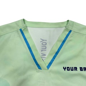 Uniforme Médico Personalizado con Estampado por Sublimación <span class=keywords><strong>para</strong></span> <span class=keywords><strong>Mujer</strong></span>, Diseño de Tinta Acuarela, Cuello en V, Uniforme Médico <span class=keywords><strong>para</strong></span> Enfermera o Doctora - Product Image 4